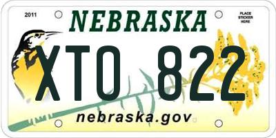NE license plate XTO822