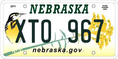 NE license plate XTO967