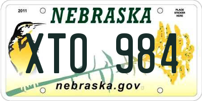 NE license plate XTO984