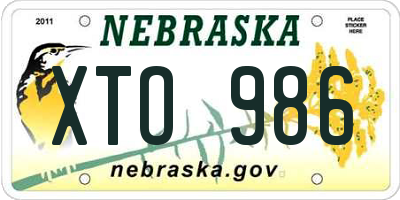 NE license plate XTO986