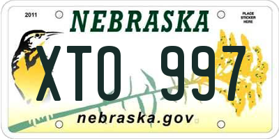 NE license plate XTO997