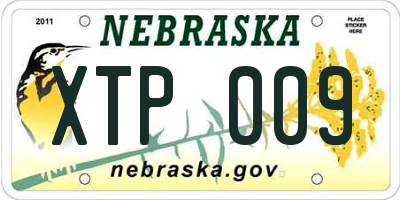 NE license plate XTP009