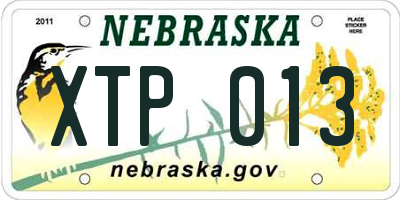 NE license plate XTP013