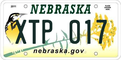 NE license plate XTP017