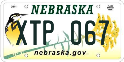 NE license plate XTP067