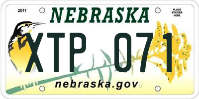 NE license plate XTP071