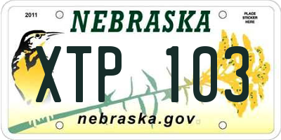 NE license plate XTP103