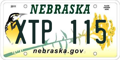 NE license plate XTP115
