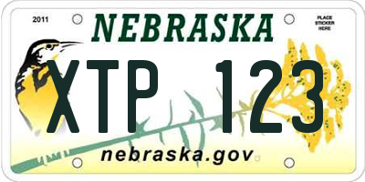 NE license plate XTP123