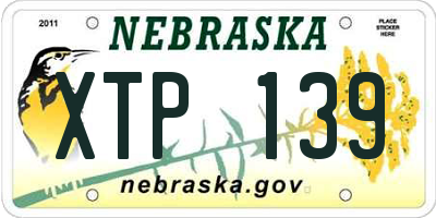 NE license plate XTP139