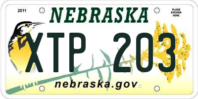 NE license plate XTP203