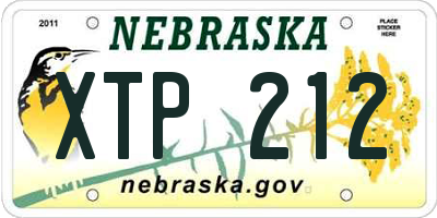 NE license plate XTP212