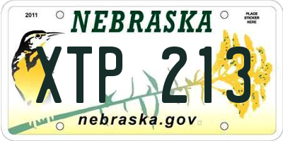 NE license plate XTP213