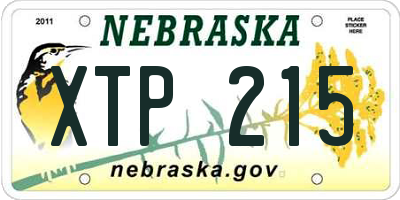 NE license plate XTP215