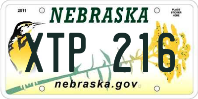 NE license plate XTP216
