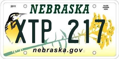 NE license plate XTP217