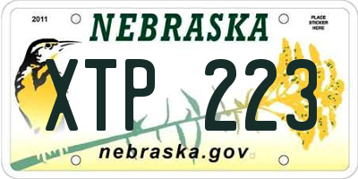 NE license plate XTP223