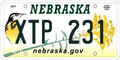 NE license plate XTP231