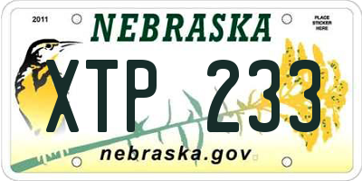 NE license plate XTP233