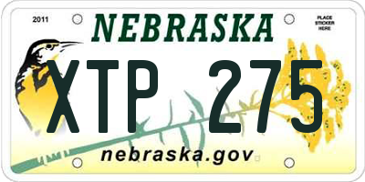 NE license plate XTP275