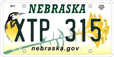 NE license plate XTP315