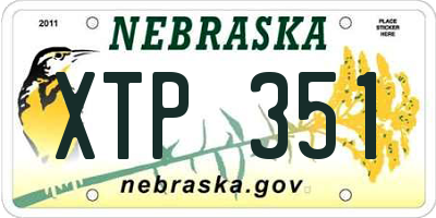NE license plate XTP351