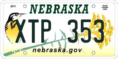 NE license plate XTP353