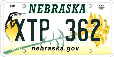 NE license plate XTP362