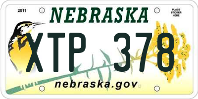 NE license plate XTP378
