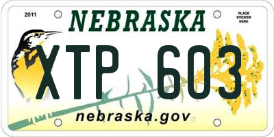 NE license plate XTP603