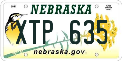NE license plate XTP635