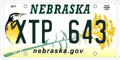 NE license plate XTP643
