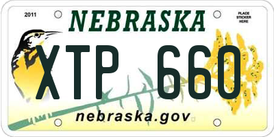 NE license plate XTP660