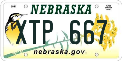 NE license plate XTP667