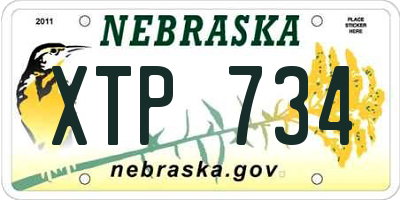 NE license plate XTP734