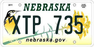 NE license plate XTP735