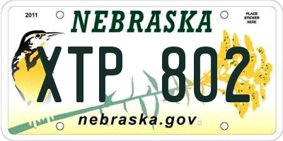 NE license plate XTP802