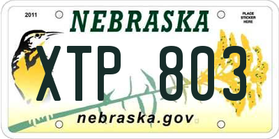 NE license plate XTP803