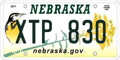 NE license plate XTP830