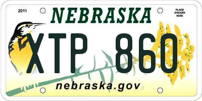 NE license plate XTP860