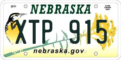 NE license plate XTP915