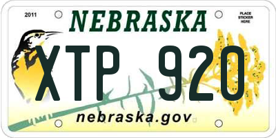NE license plate XTP920