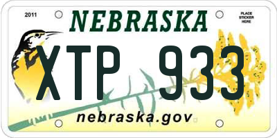 NE license plate XTP933