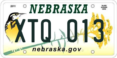 NE license plate XTQ013