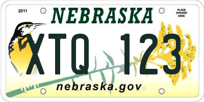 NE license plate XTQ123