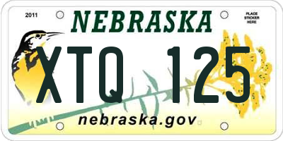 NE license plate XTQ125