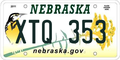 NE license plate XTQ353