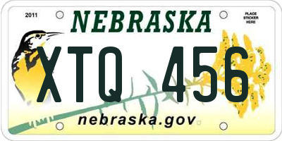 NE license plate XTQ456