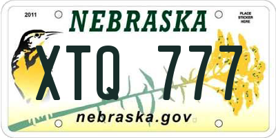 NE license plate XTQ777