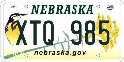 NE license plate XTQ985